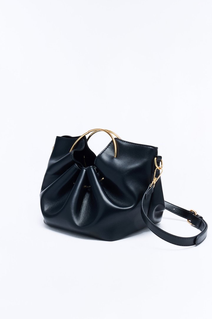 Stay On My Mind Faux Leather Satchel Handbag - Black