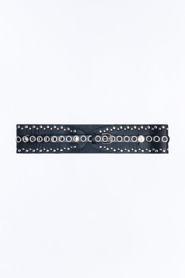 Stud Him Up Faux Leather Belt - Black