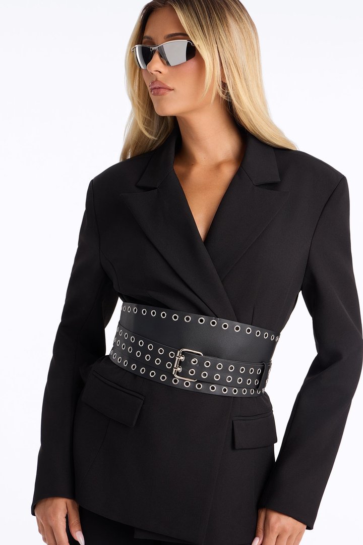 Hold Me Tight Faux Leather Corset Belt - Black