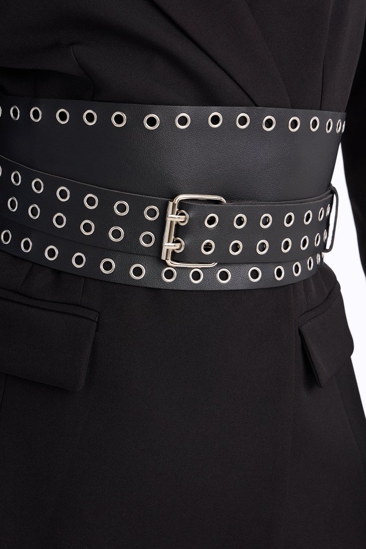 Hold Me Tight Faux Leather Corset Belt - Black