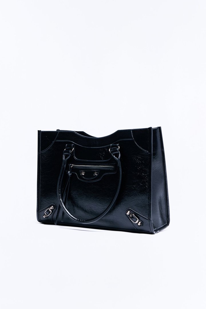 Got Things To Do Faux Leather Tote - Black