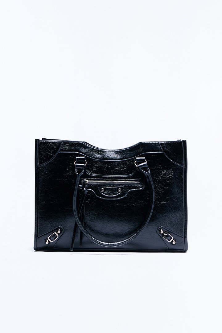 Got Things To Do Faux Leather Tote - Black
