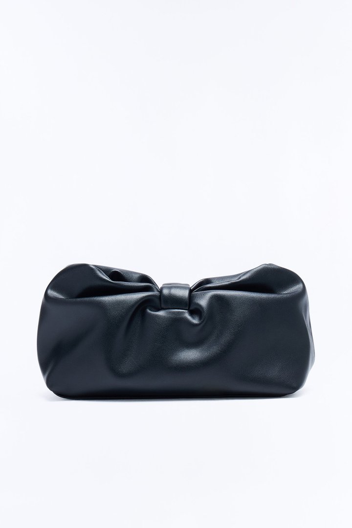 Main Character Feeling Faux Leather Clutch Handbag - Black
