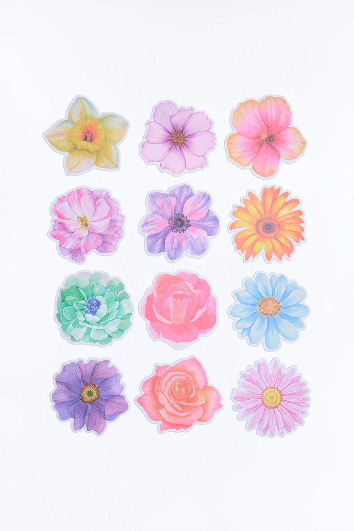 Flowers Sticky Notes 12 Pack Set - Multi Color