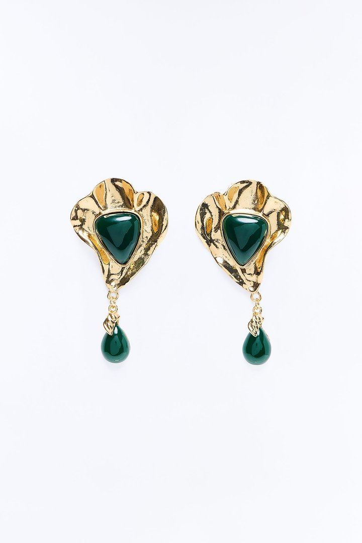 Moonlit Hours Drop Earrings - Gold/Green