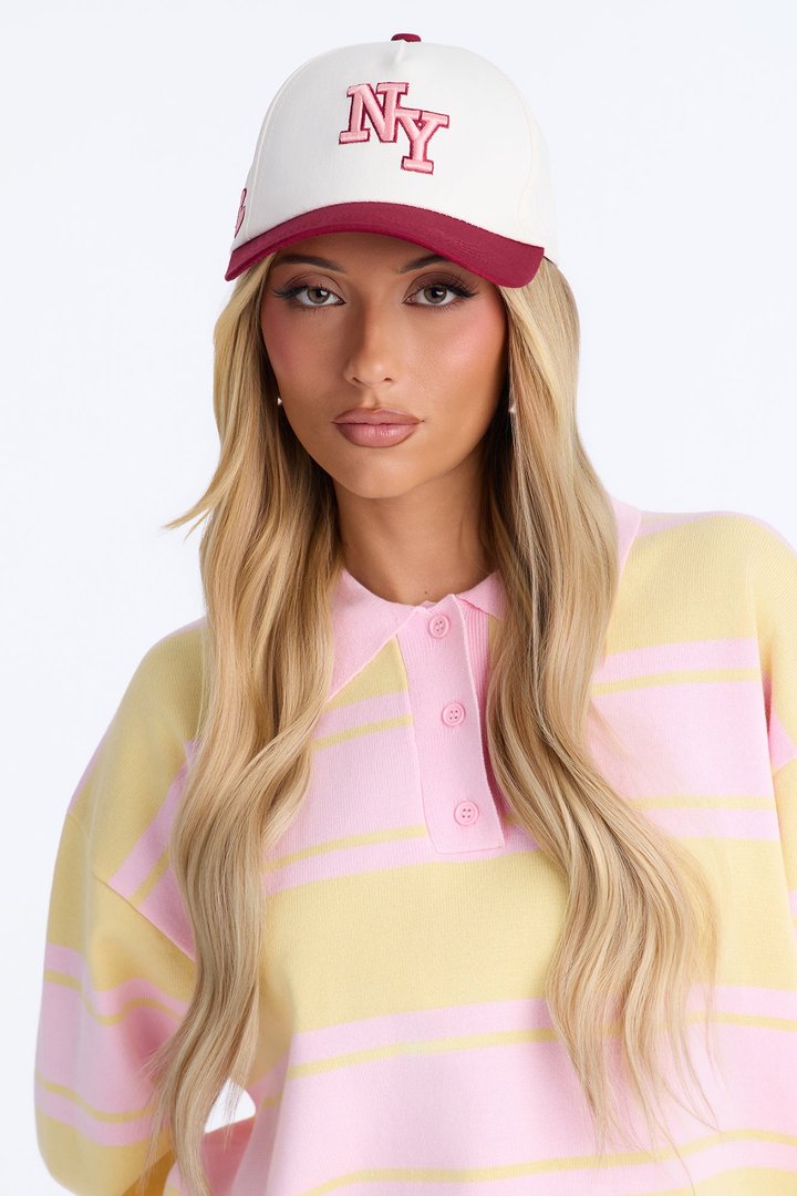 NY Has My Heart Baseball Hat - Burgundy/combo