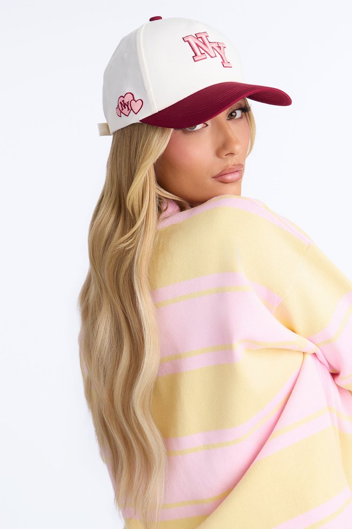 NY Has My Heart Baseball Hat - Burgundy/combo