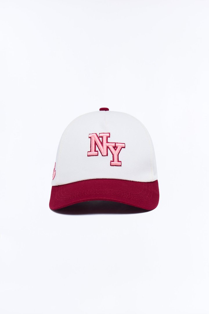 NY Has My Heart Baseball Hat - Burgundy/combo
