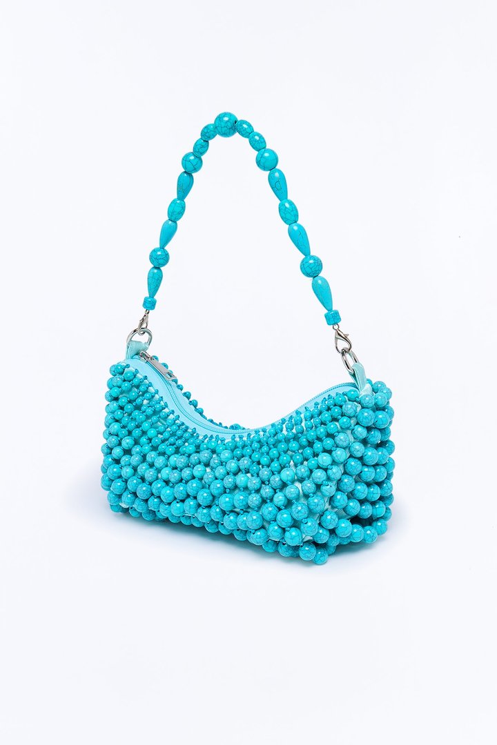 Ibiza Sun Beaded Shoulder Handbag - Blue