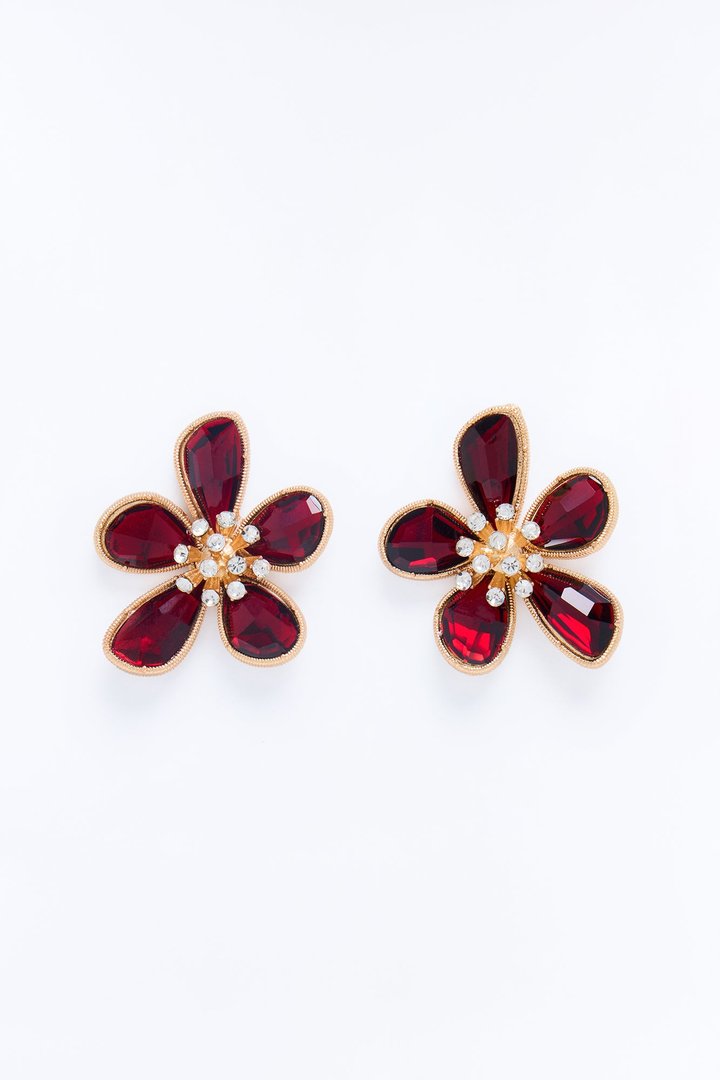 Deep Dinner Convo's Floral Earrings - Burgundy/combo