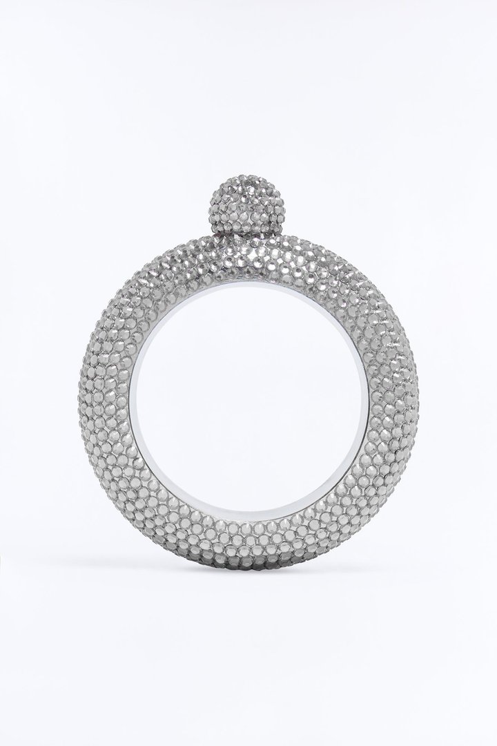 Night Out Secret Rhinestone Flask - Silver