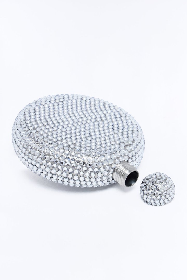 Precious Liquid Rhinestone Flask - Silver