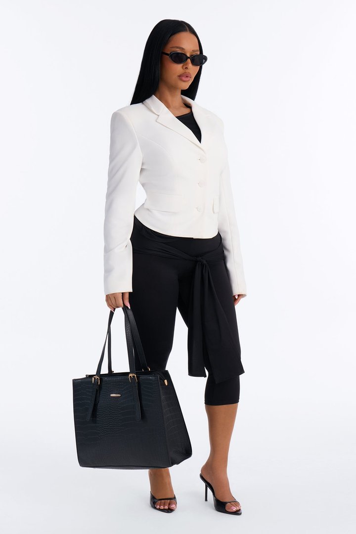 More Than A Faux Leather 3 Piece Tote Handbag Set - Black