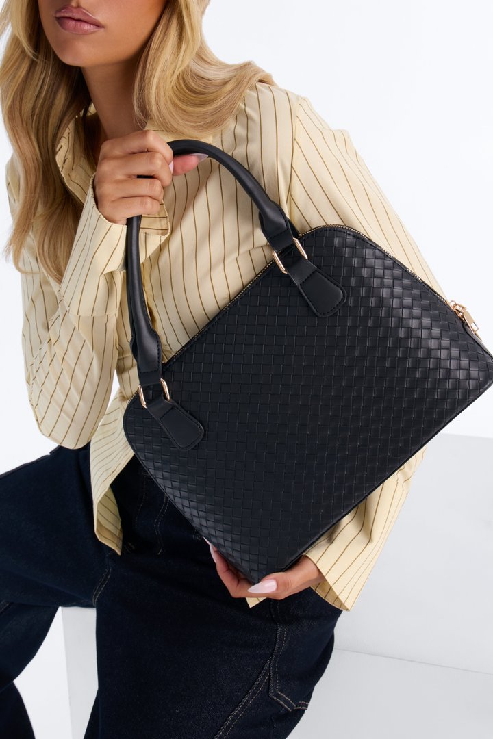 Bag It Up Faux Leather 3 Piece Satchel Handbag Set - Black