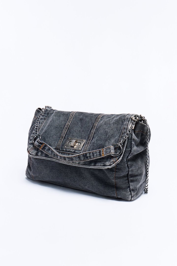 Denim Diva Shoulder Handbag - Black