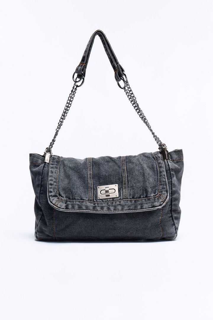Denim Diva Shoulder Handbag - Black