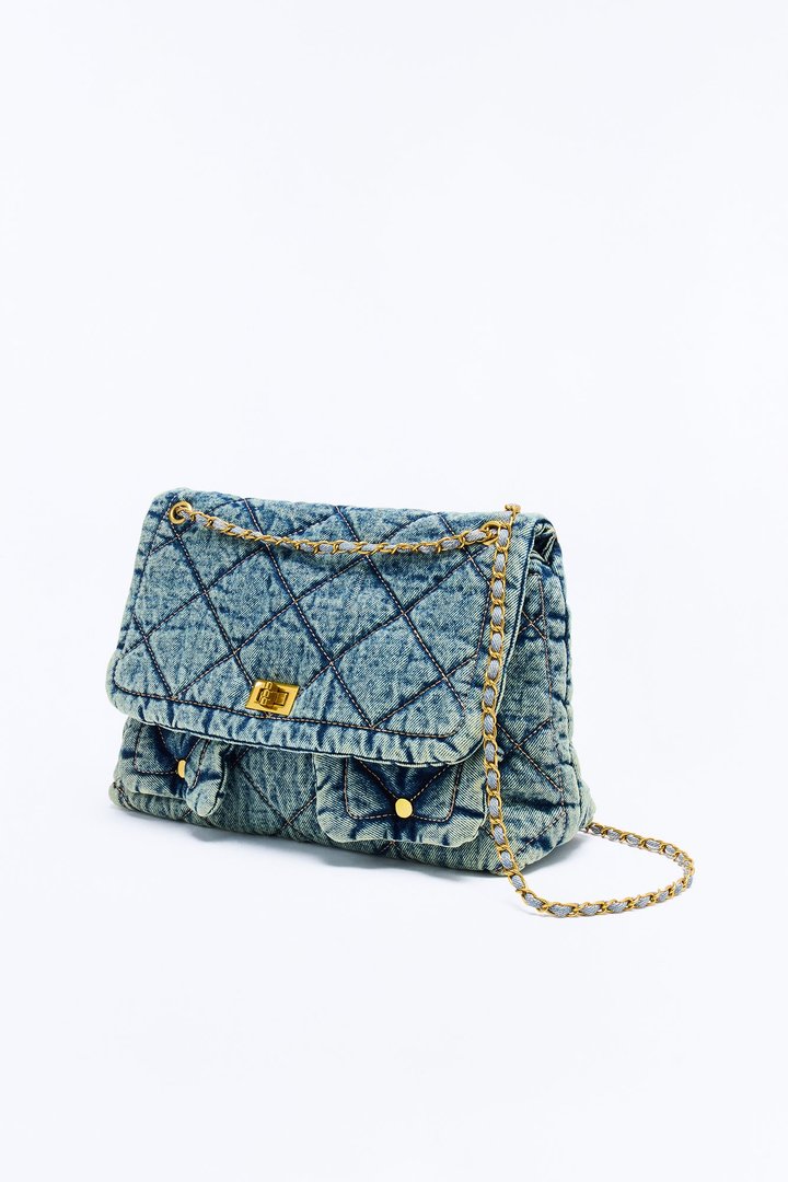 Quilt Trip Denim Oversized Shoulder Handbag - Denim