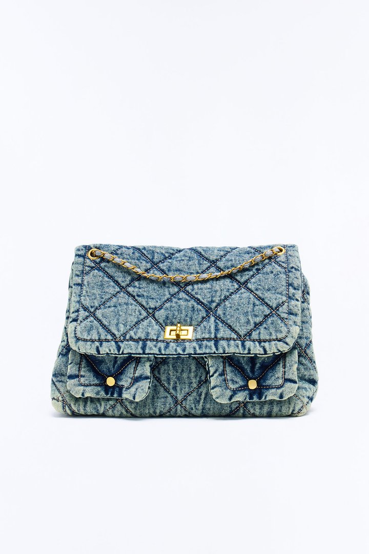 Quilt Trip Denim Oversized Shoulder Handbag - Denim