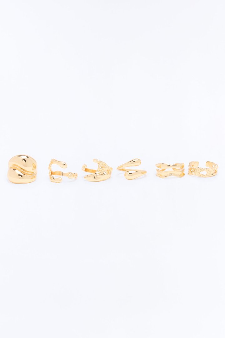 Halo Drip 6 Piece Ring Set - Gold