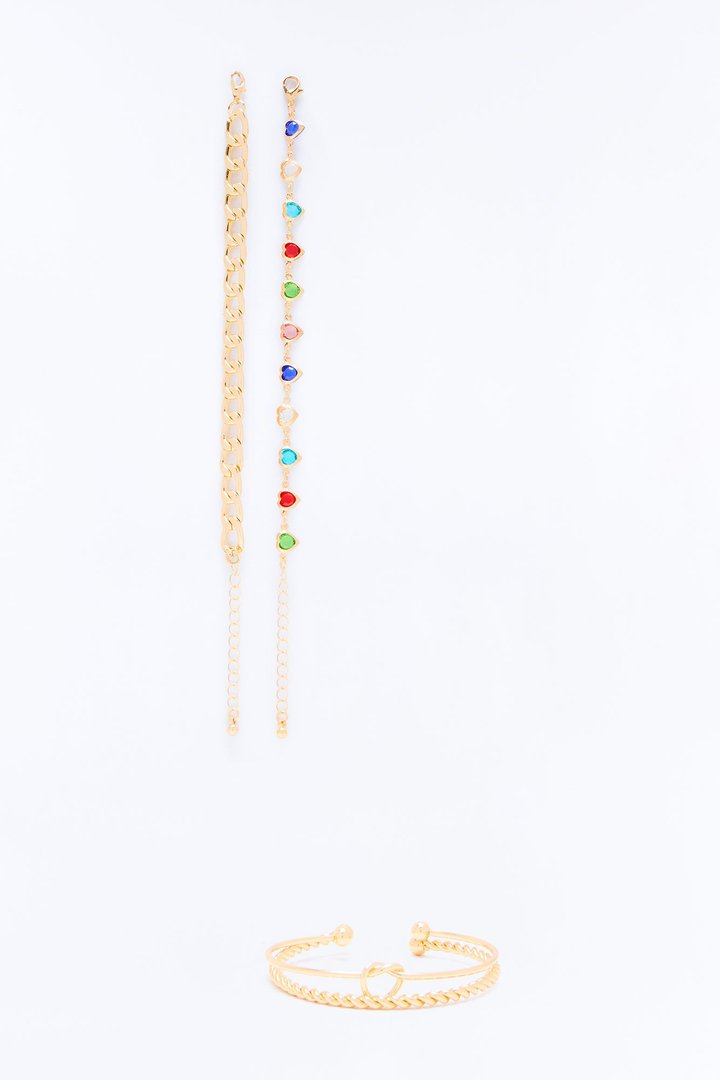 Found Each Other 4 Piece Bracelet Set - Gold/Multi