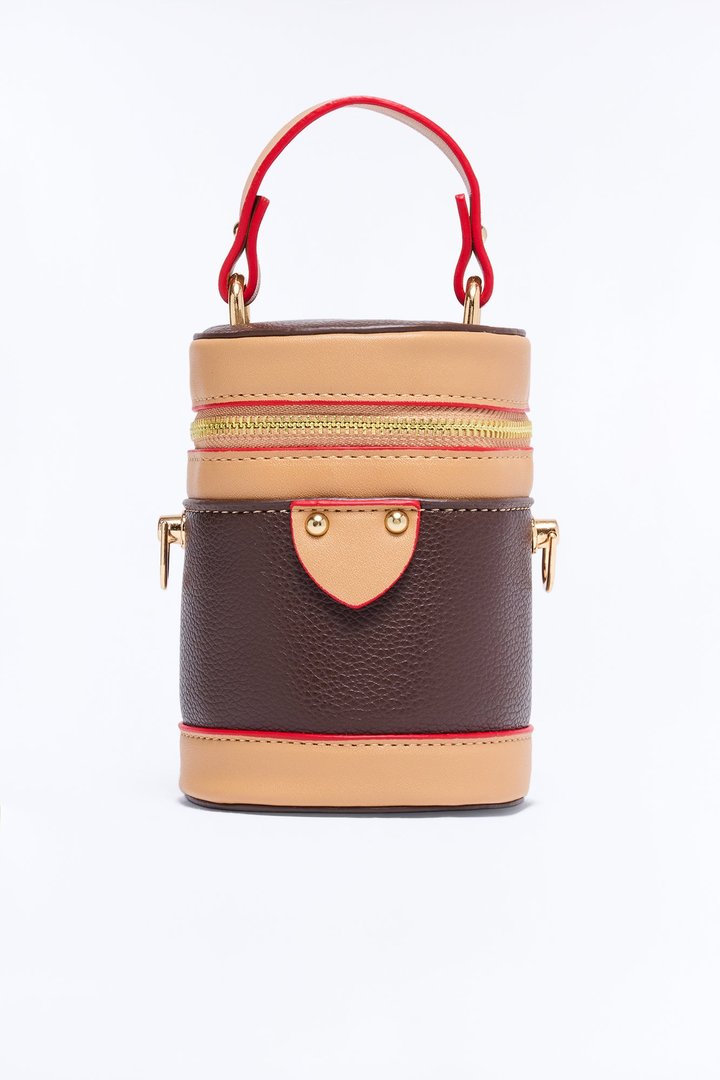 Pocketful Of Chick Faux Leather Mini Satchel Handbag - Brown/combo
