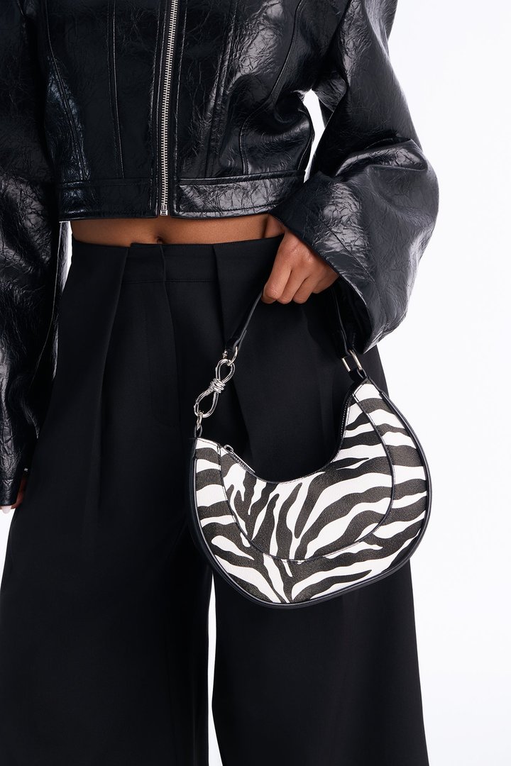 Hold My Stuff Faux Leather Shoulder Bag - Black/combo