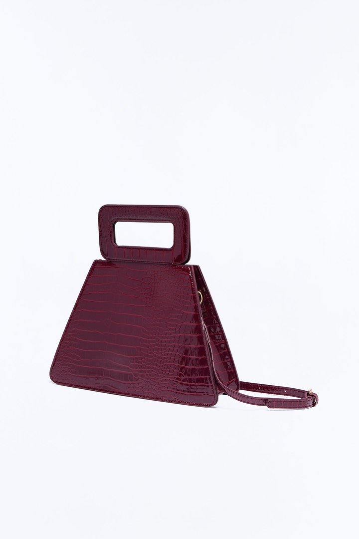 Peak Appeal Faux Leather Satchel Handbag - Burgundy