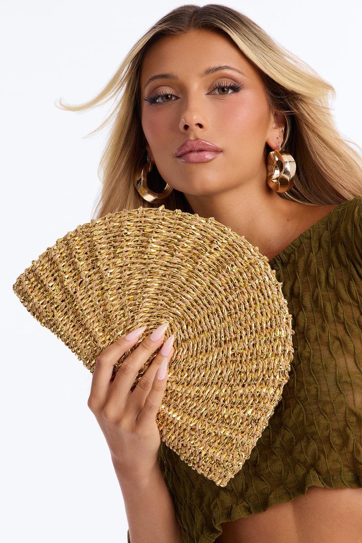 Straw Some Shine Clutch - Natural/Combo