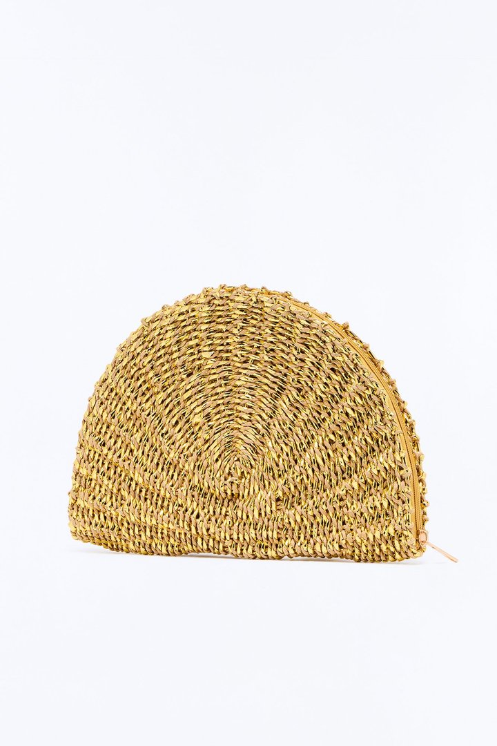 Straw Some Shine Clutch - Natural/Combo
