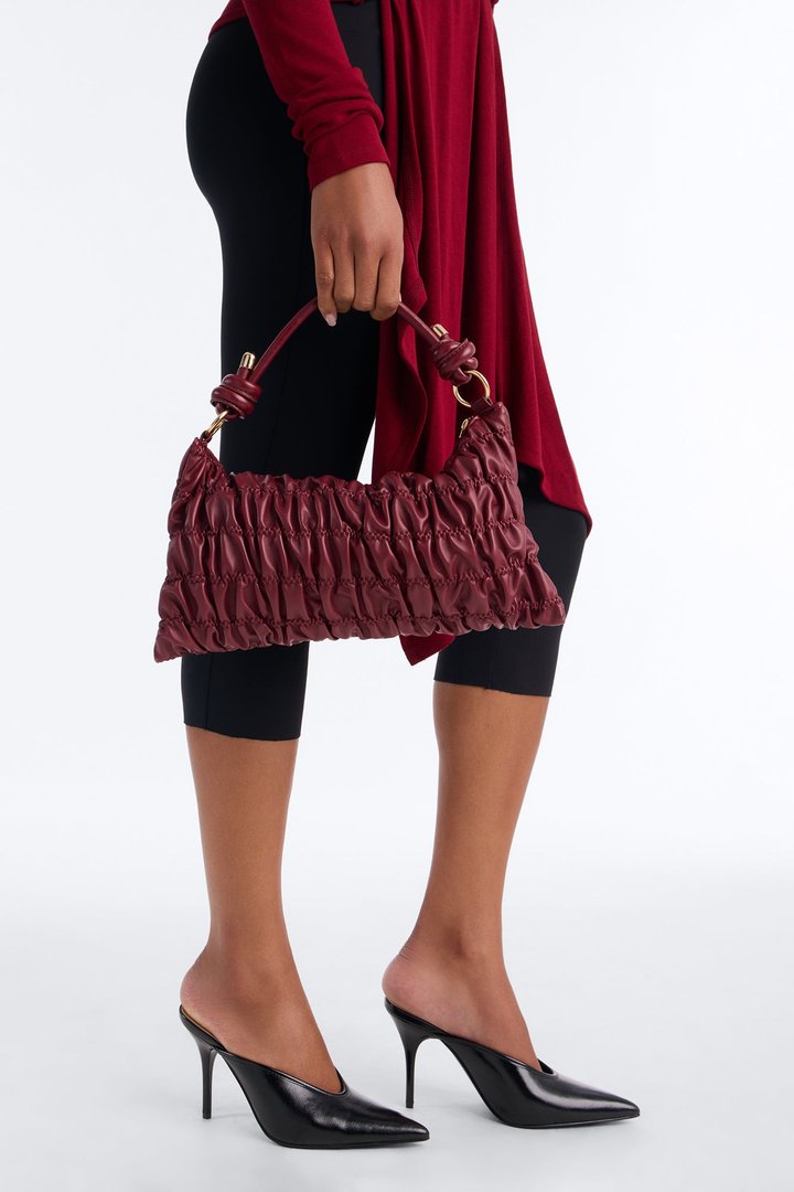 Stitch Please Faux Leather Shoulder Handbag - Burgundy