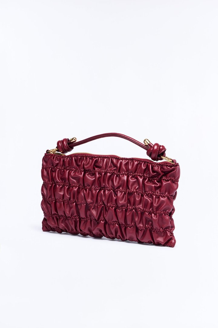 Stitch Please Faux Leather Shoulder Handbag - Burgundy