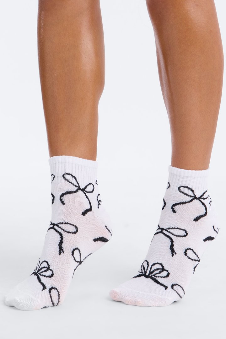 10 Pack Bow Quarter Length Socks - Black/combo