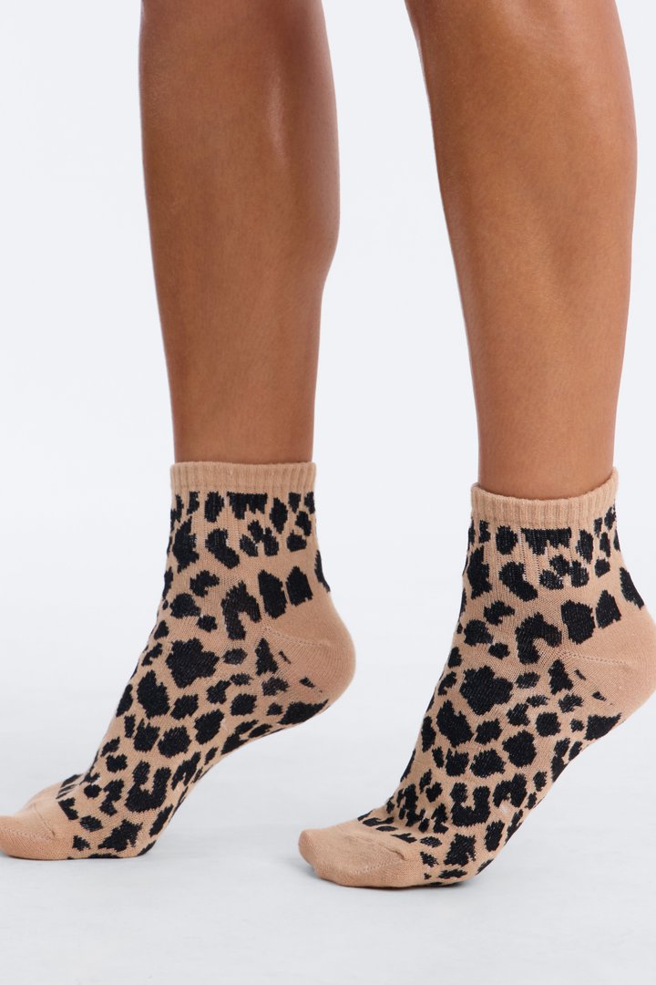10 Pack Wild Animal Quarter Length Socks - Brown/combo