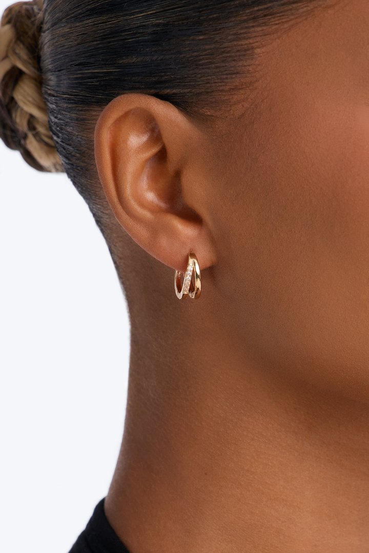Luna Double Layer Hoop Earrings - Gold