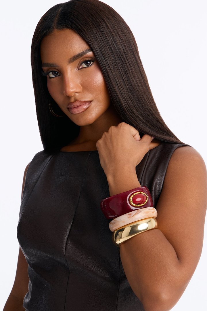 Prism 3 Piece Bracelet Set - Burgundy/combo