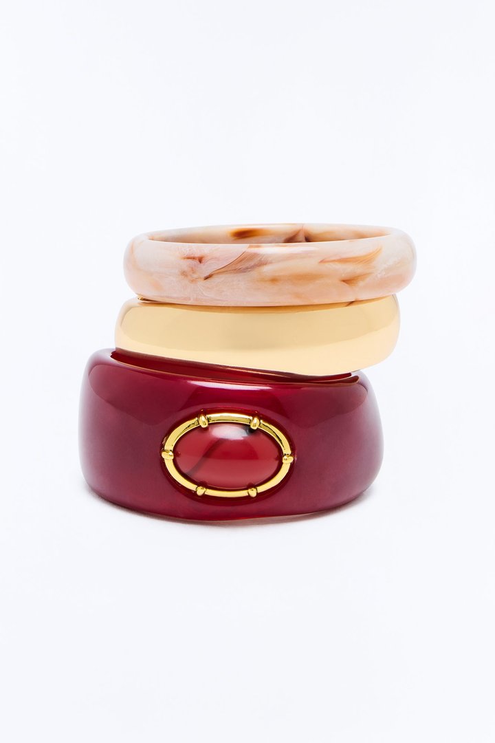 Prism 3 Piece Bracelet Set - Burgundy/combo