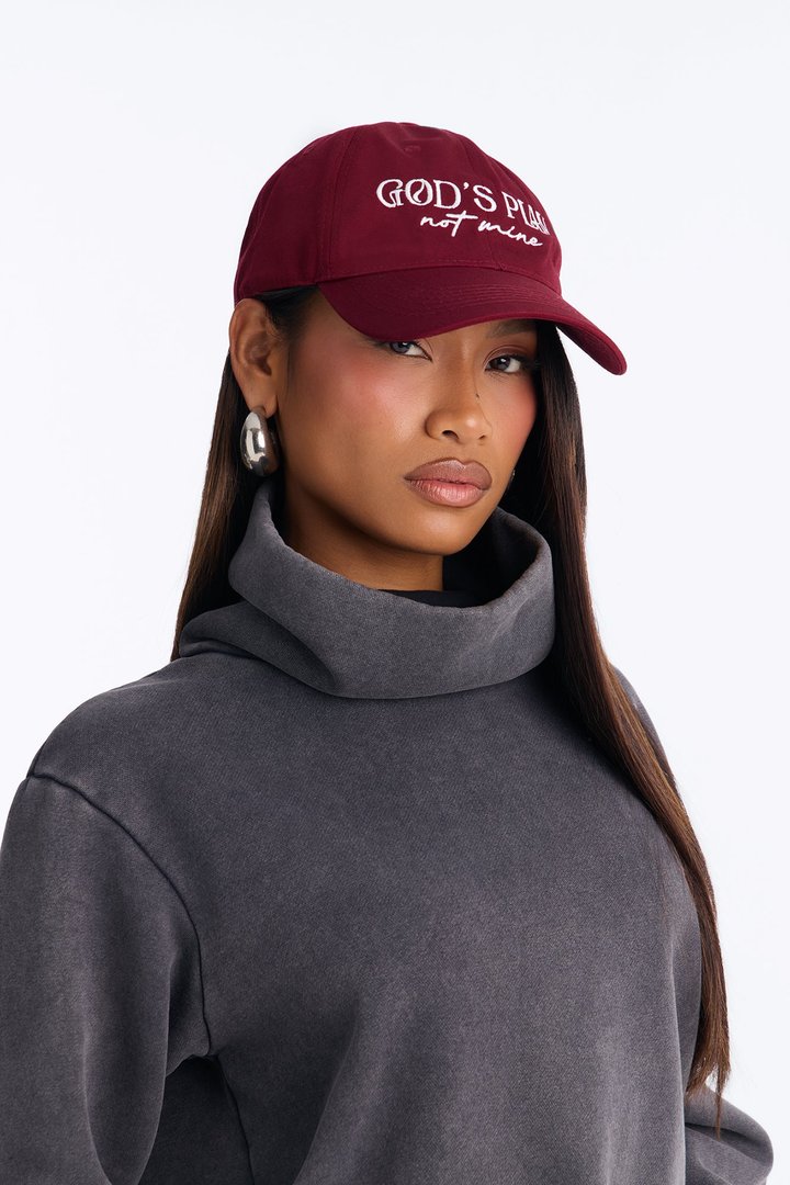 God's Plan Not Mine Baseball Hat - Burgundy