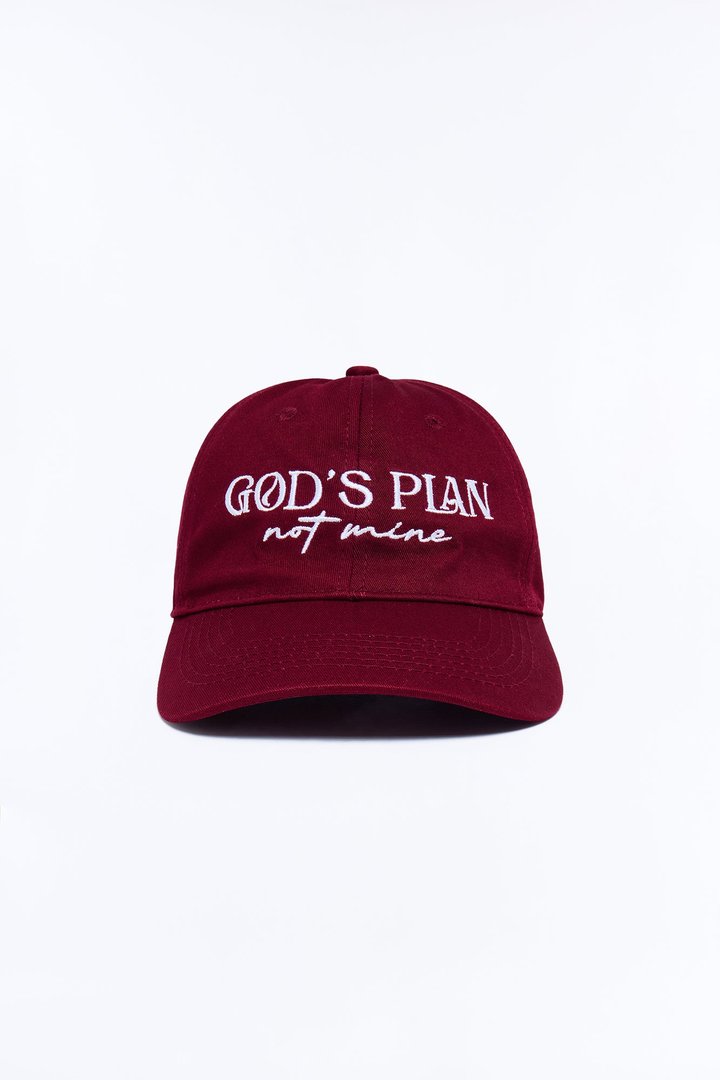 God's Plan Not Mine Baseball Hat - Burgundy