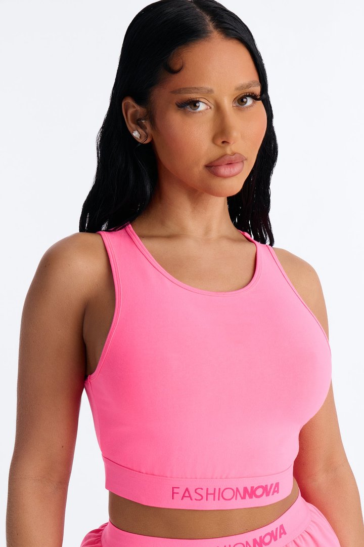 FN Mood High Neck Cotton Bra - Hot Pink
