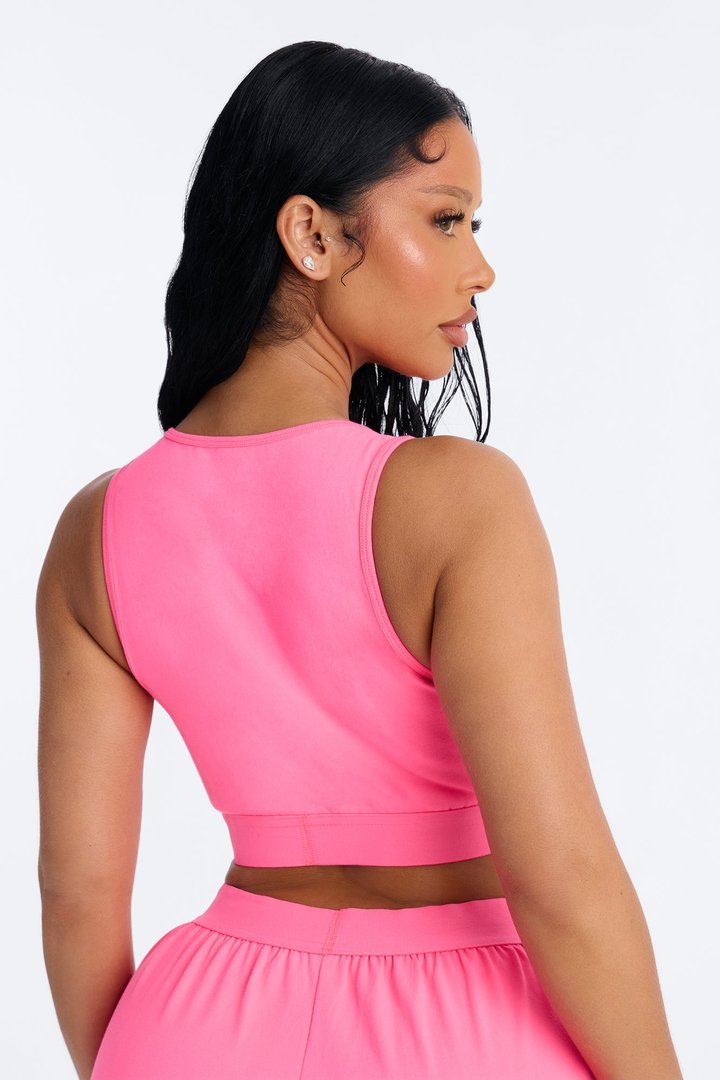 FN Mood High Neck Cotton Bra - Hot Pink