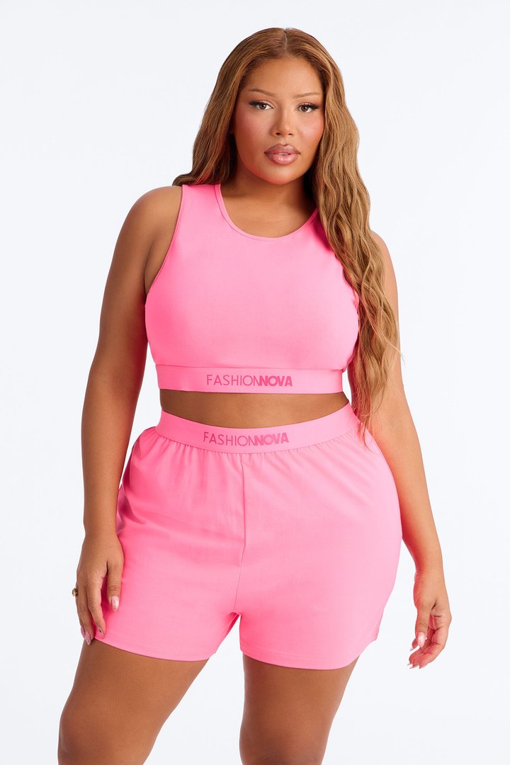FN Mood High Neck Cotton Bra - Hot Pink