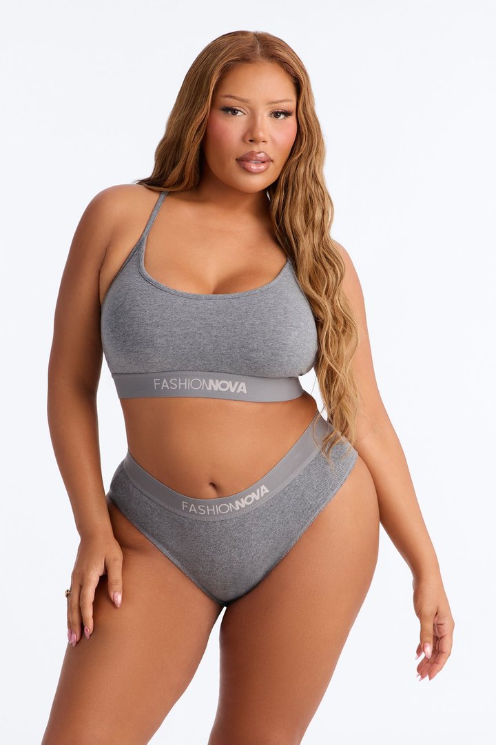 FN Mood Cotton Ribbed Hipster Panty - Charcoal