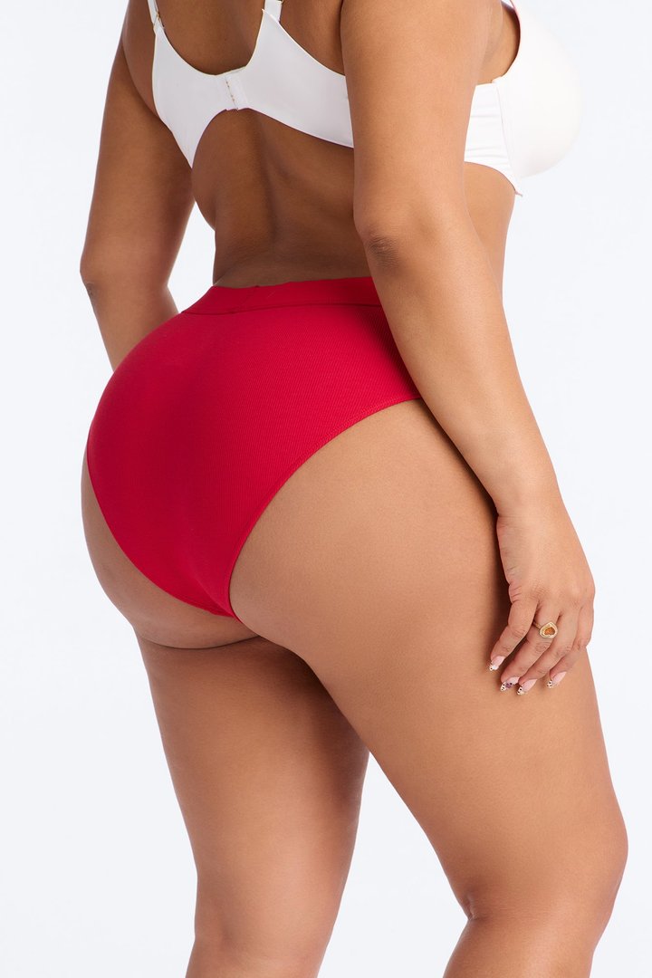 FN Mood Cotton Ribbed Hipster Panty - Red