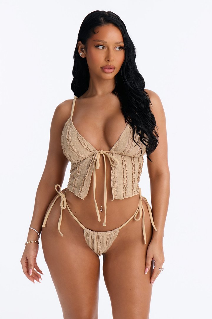 Addison Textured Tankini 2 Piece Bikini - Taupe