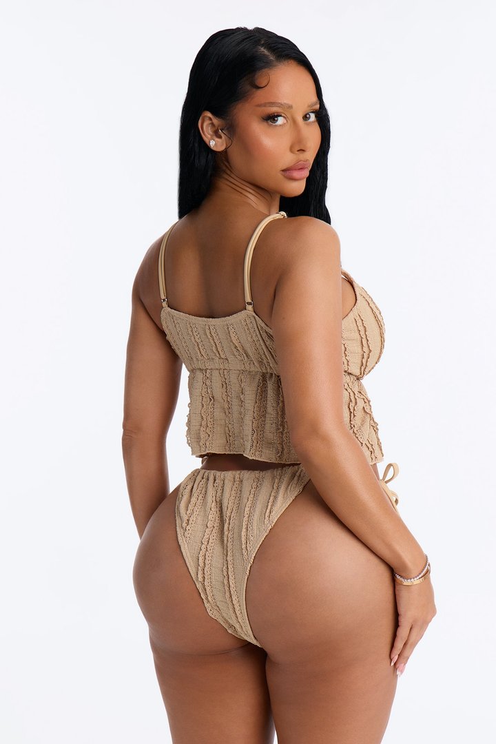 Addison Textured Tankini 2 Piece Bikini - Taupe