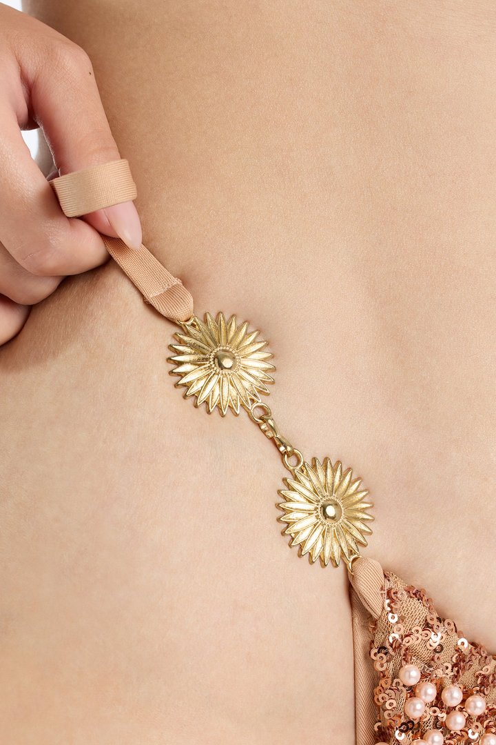 Peak The Tan Lines Embellished Hardware Cheeky 2 Piece Bikini - Brown
