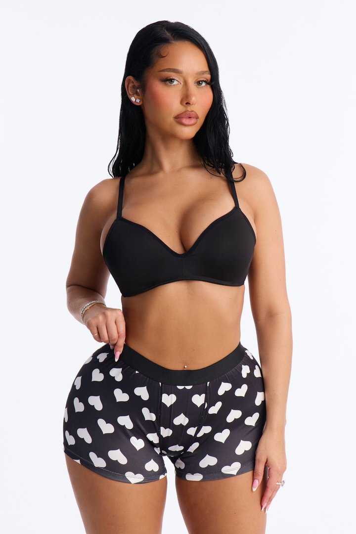 Sami Heart Lover Boxer Panty - Black/White