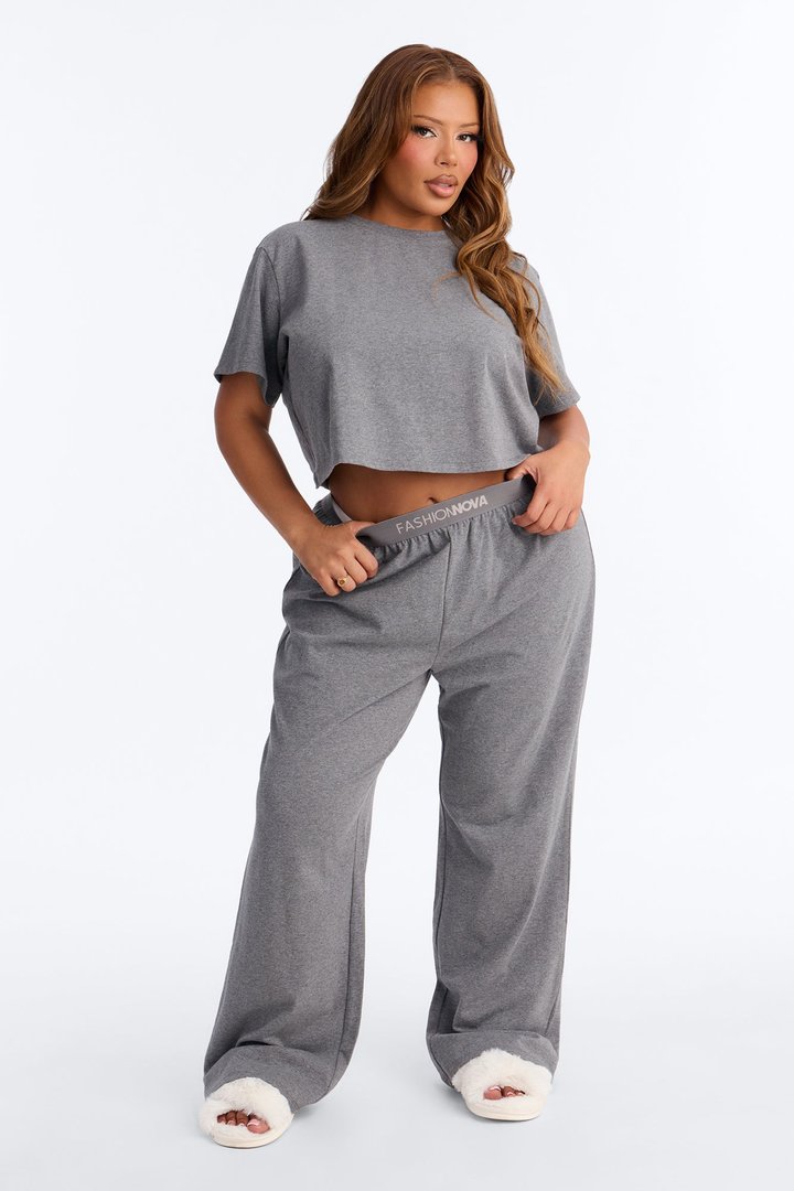 FN Mood Cotton PJ Pant Set - Charcoal