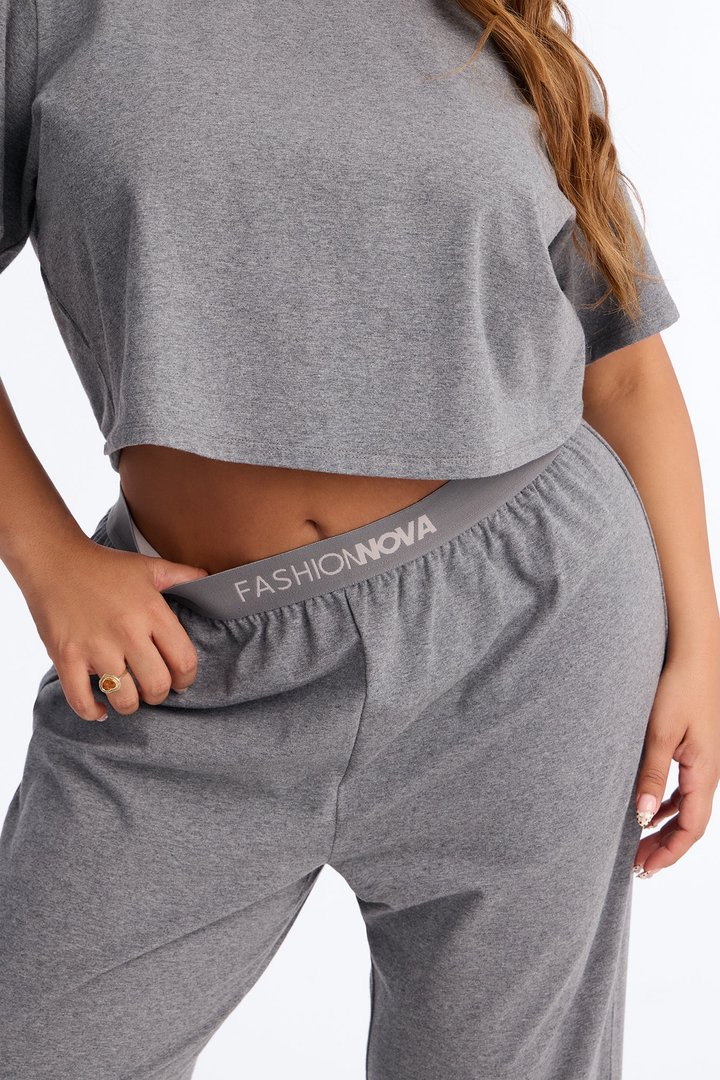 FN Mood Cotton PJ Pant Set - Charcoal