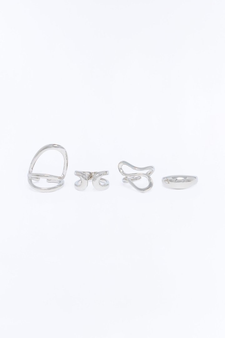 Just Like That 4 Piece Ring Set - Silver